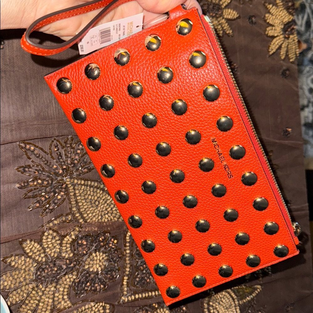 Michael Kors big jet set travel, Orange Studded Clutch - Picture 3 of 14